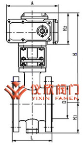 電動(dòng)V型球閥外型尺寸圖（法蘭式）