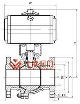 氣動(dòng)切斷球閥結(jié)構(gòu)尺寸圖