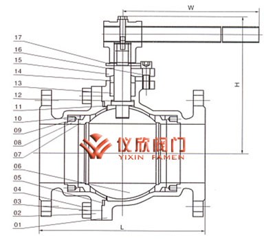 Q41F浮動(dòng)球閥,結(jié)構(gòu)圖